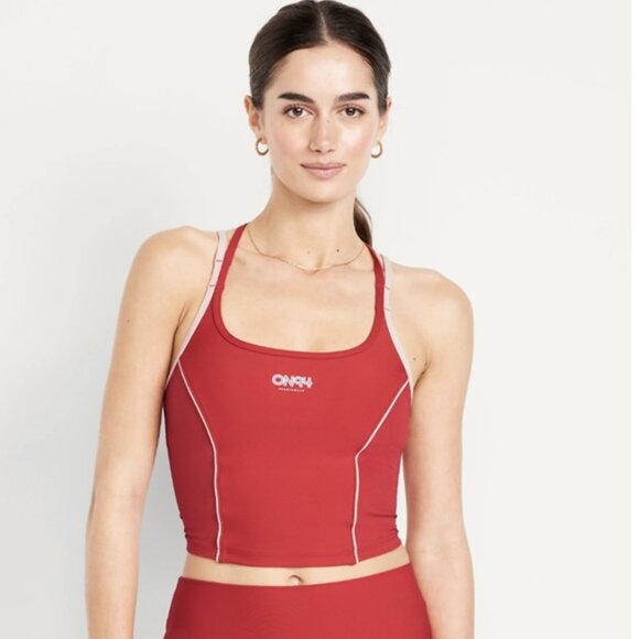 NWT Old Navy Red Light Support PowerSoft Longline Sports Bra Tank Size Small - Picture 1 of 8
